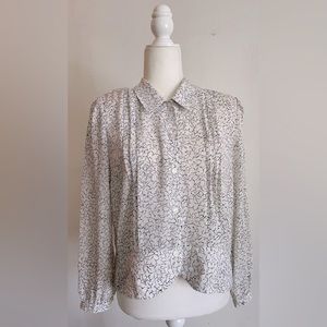 Vintage Black + White Floral Blouse